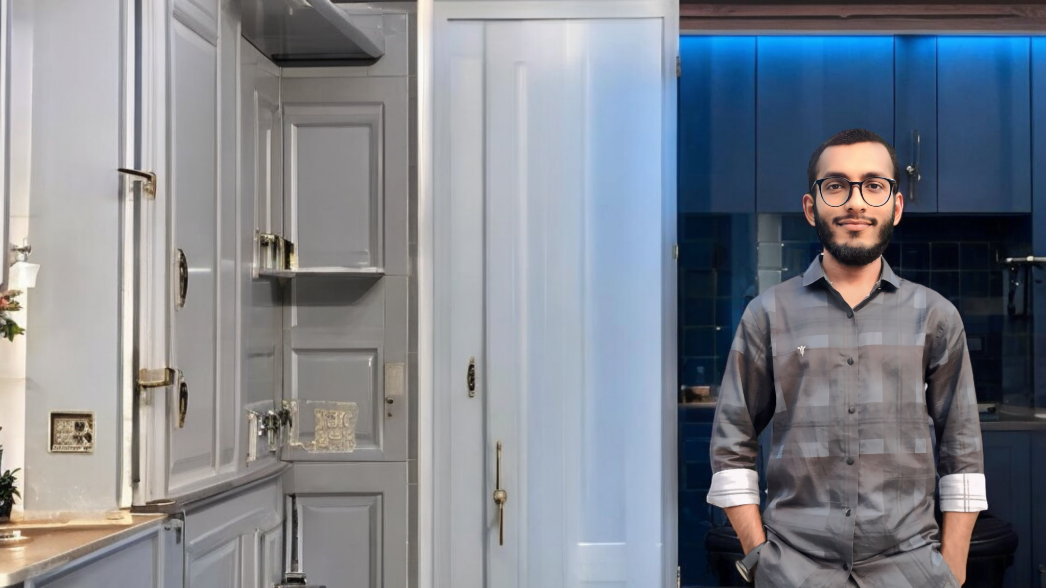 Light Grey Kitchen Cabinets & Dark Wood Floors